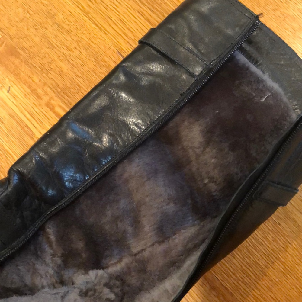 Black Leather Boots REAL FUR MADE IN ITALY 🇮🇹 - Picture 5 of 6